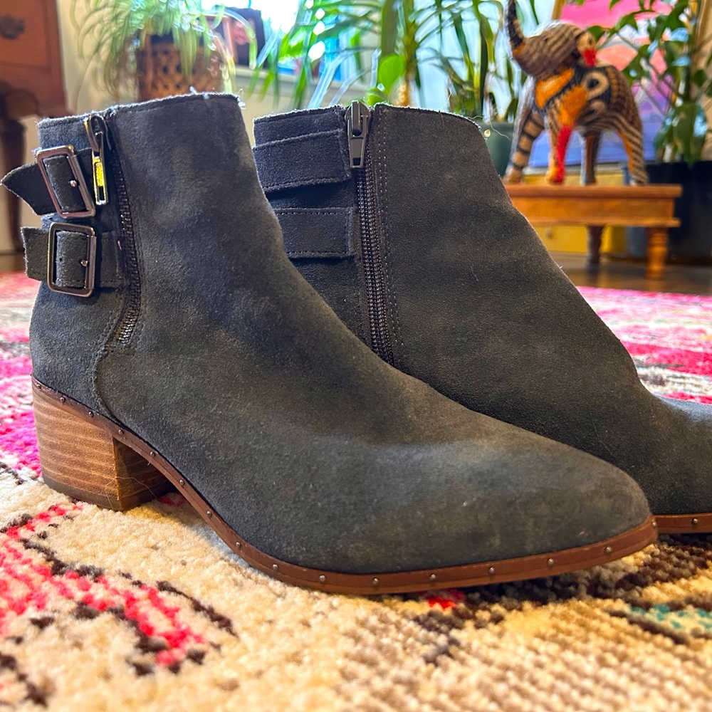 Bleaker and Bond Gray Suede Booties